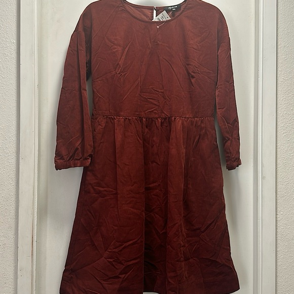 Madewell Easy Corduroy Rusted Burgundy Puff-Sleeve Mini Dress - Picture 4 of 11